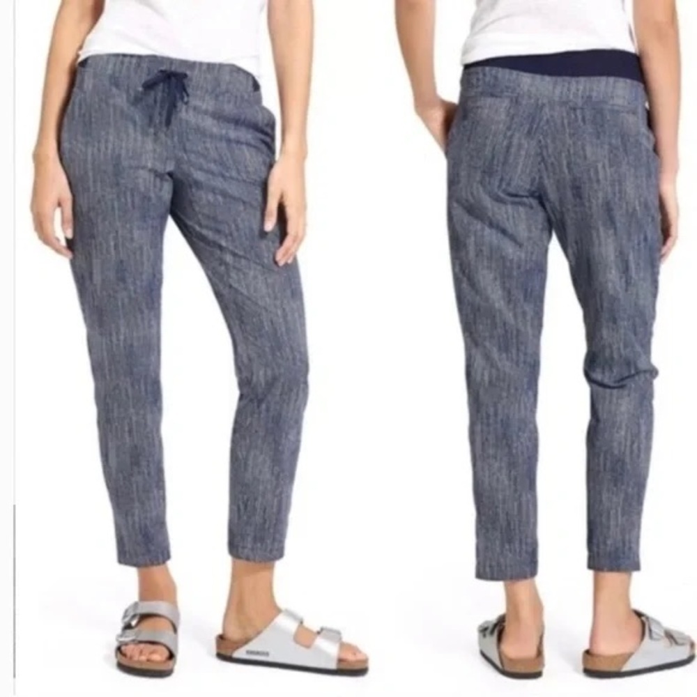 Athleta Navy Pinstripe Jogger Pants